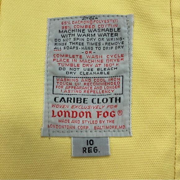 Vintage Yellow London Fog Maincoats SZ 10 Reg Button Close 2 Pocket Collar Lined - Picture 11 of 15